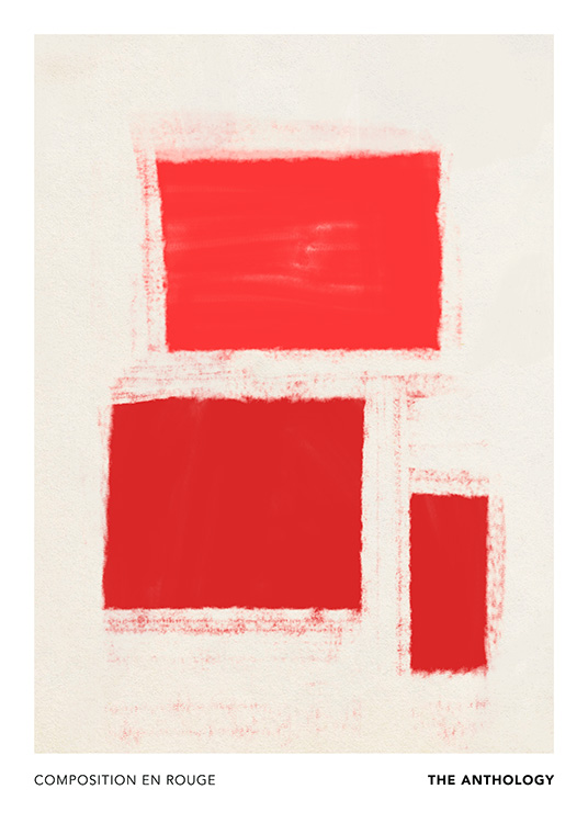 – Rød og beige abstrakt kunstplakat