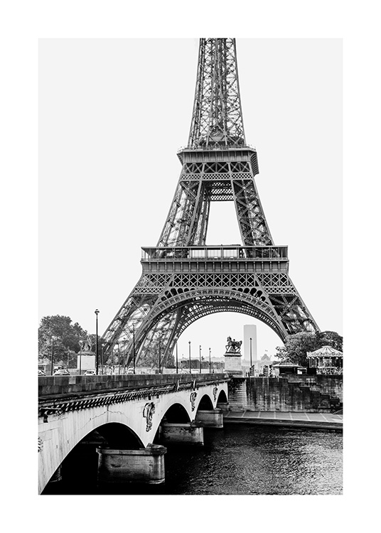 – Svart og hvit plakat av Eiffeltårnet