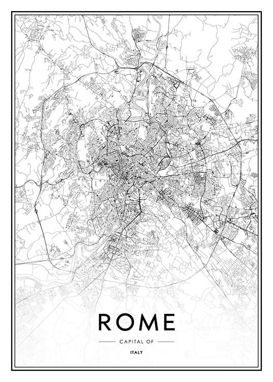 Rome Map Plakat / Svarthvitt hos Desenio AB (2048)