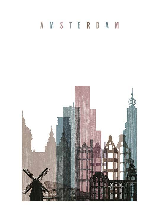 Amsterdam Skyline Plakat / Kart og byer  hos Desenio AB (2144)
