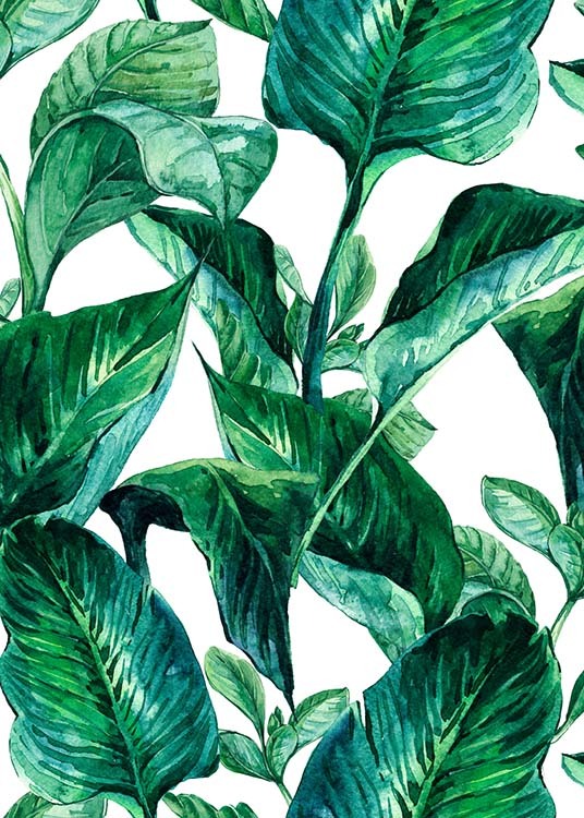 Green Leaves Pattern Plakat / Kunstmotiv hos Desenio AB (2288)