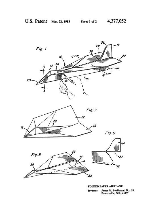 Paper Airplane Patent Plakat