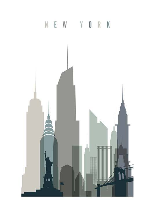 New York Skyline Plakat / Kart og byer  hos Desenio AB (2351)