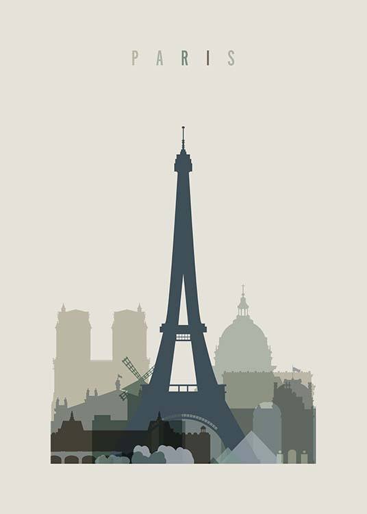 Paris Skyline Plakat / Kart og byer  hos Desenio AB (2355)