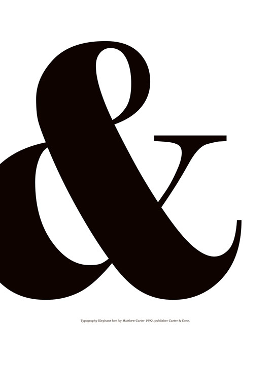  – Svarthvit typografisk plakat med et stort «&»-tegn med tekst under