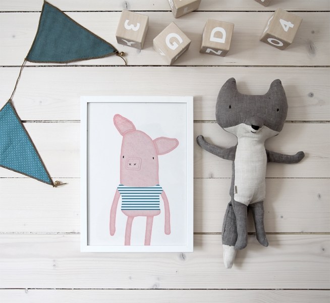 Plakat til barnerom. poster med gris
