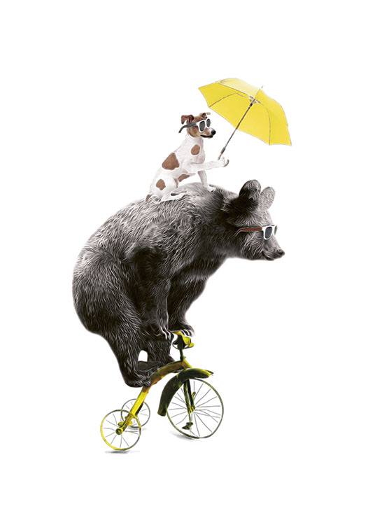 Bear On Yellow Bike, Plakat / Barneplakater hos Desenio AB (7830)