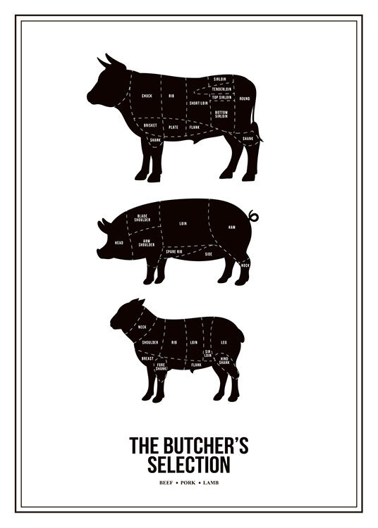 Butchers Selection, Plakat / Svarthvitt hos Desenio AB (7974)