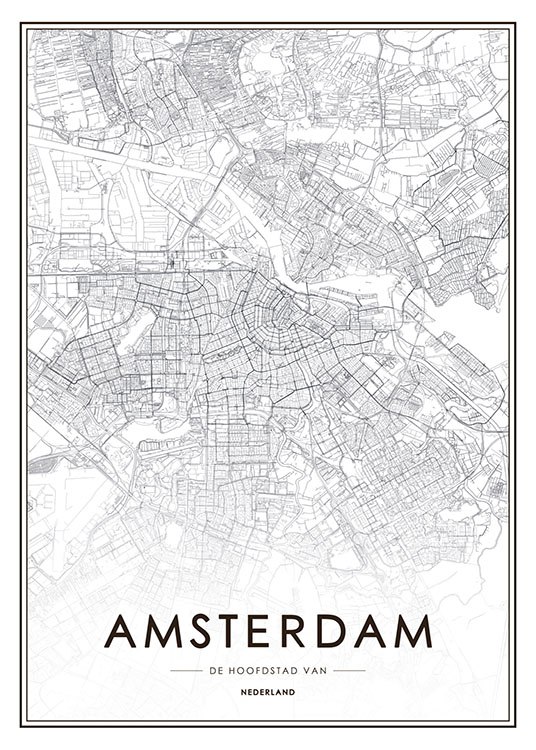 Amsterdam Map, Plakat / Kart og byer  hos Desenio AB (8271)