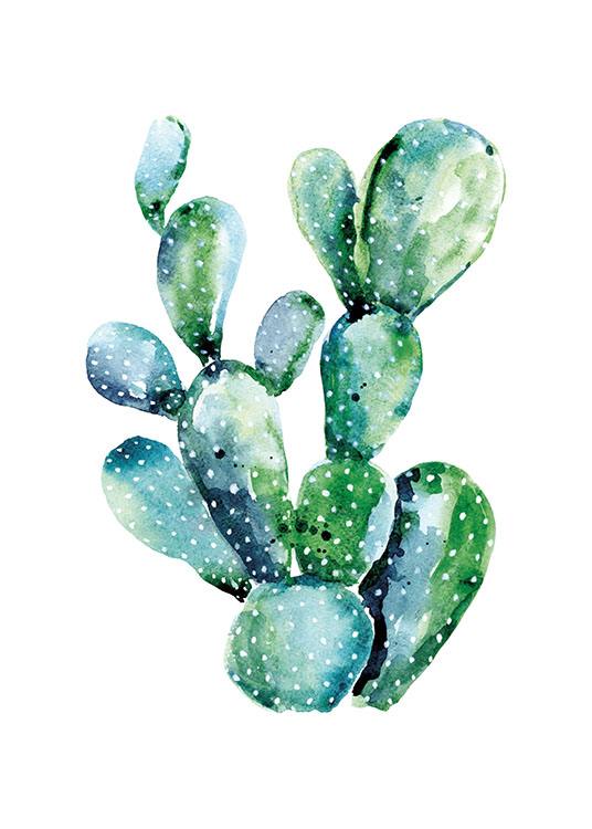 Watercolor Cactus, Plakat / Botaniske hos Desenio AB (8386)