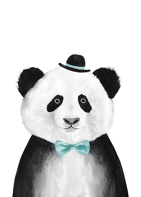 Panda With Blue Hat Plakat