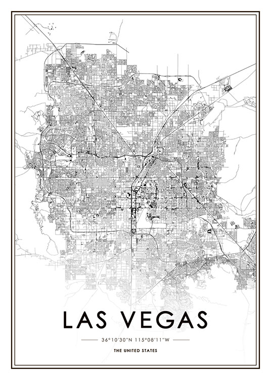 Las Vegas Map Plakat / Svarthvitt hos Desenio AB (8725)