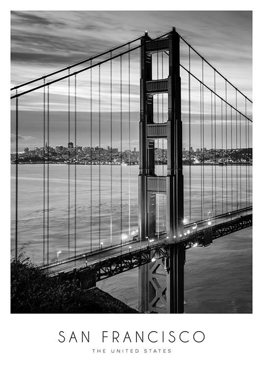 Golden Gate Bridge Plakat / Svarthvitt hos Desenio AB (8920)