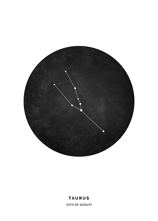  – Illustrasjon med stjernetegnet tyren i en svart sirkel mot en hvit bakgrunn
