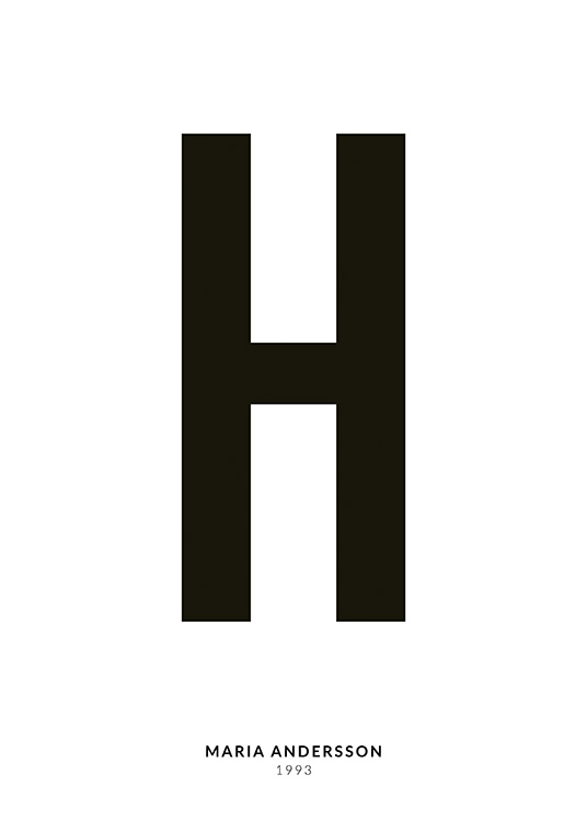 – En minimalistisk tekstplakat med bokstaven H, og med mindre tekst under, mot en hvit bakgrunn