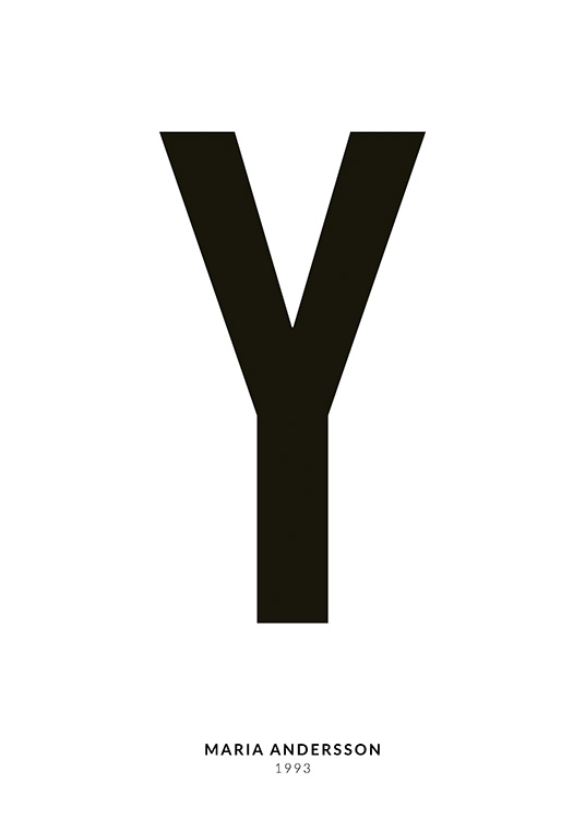 – En minimalistisk tekstplakat med bokstaven Y, og med mindre tekst under, mot en hvit bakgrunn